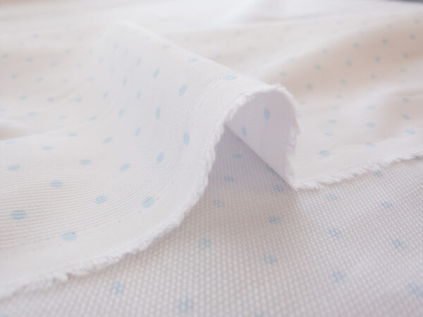 British Designer Deadstock - Cotton Pique - Blue Polka Dot