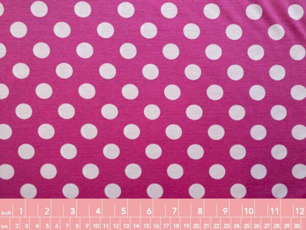 European Designer Deadstock - Cotton Jersey - Fuchsia Polka Dot