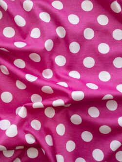 European Designer Deadstock - Cotton Jersey - Fuchsia Polka Dot