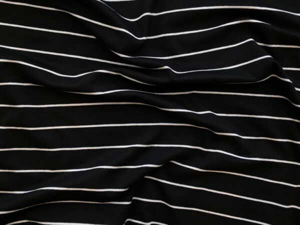 European Designer Deadstock – Viscose/Spandex Knit - Black/Ivory Stripe