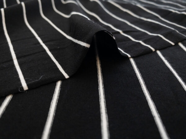 European Designer Deadstock – Viscose/Spandex Knit - Black/Ivory Stripe