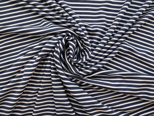 Lady McElroy - Viscose/Spandex Stripe Jersey - Navy/White