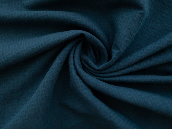 Linen/Cotton Jacquard - Small Grid - Ocean