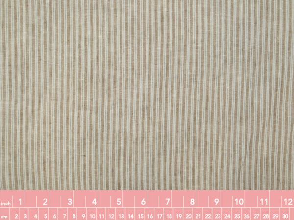 British Designer Deadstock - Yarn Dyed Linen - Double Stripes - Natural