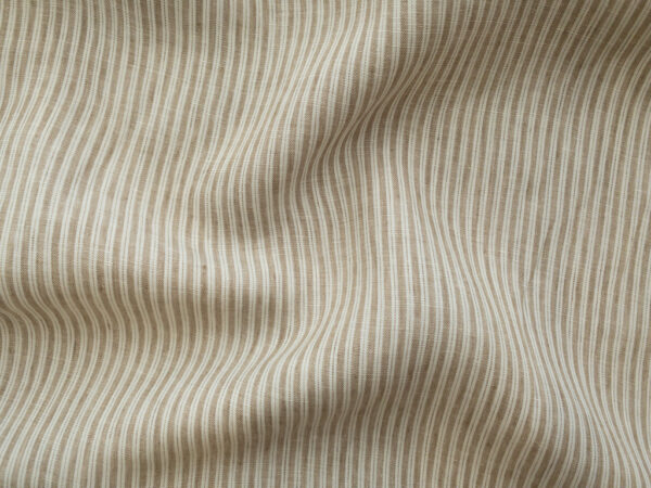 British Designer Deadstock - Yarn Dyed Linen - Double Stripes - Natural