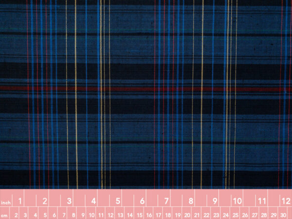 British Designer Deadstock - Yarn Dyed Viscose/Polyester Blend - Plaid - Navy/Red