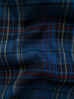 British Designer Deadstock - Yarn Dyed Viscose/Polyester Blend - Plaid - Navy/Red