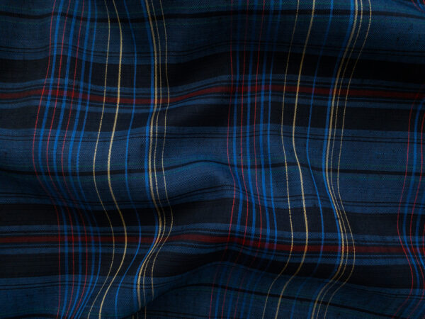 British Designer Deadstock - Yarn Dyed Viscose/Polyester Blend - Plaid - Navy/Red
