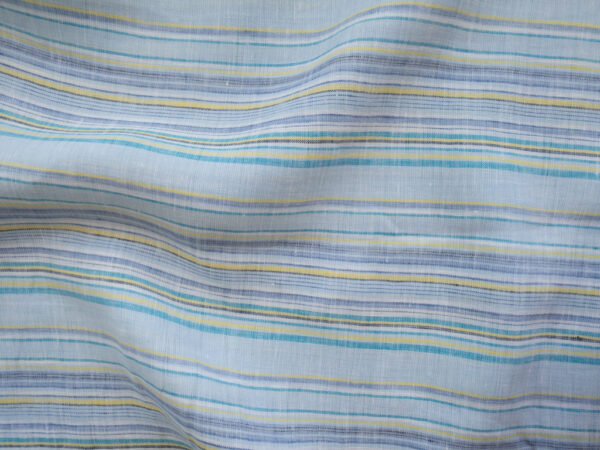 British Designer Deadstock - Yarn Dyed Linen/Viscose - Stripes - Sky Blue