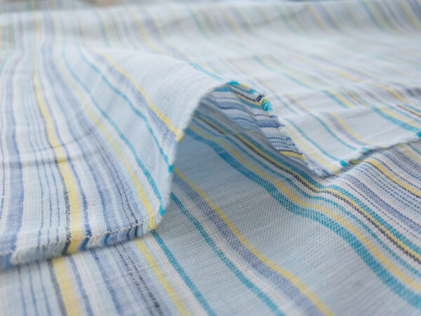 British Designer Deadstock - Yarn Dyed Linen/Viscose - Stripes - Sky Blue