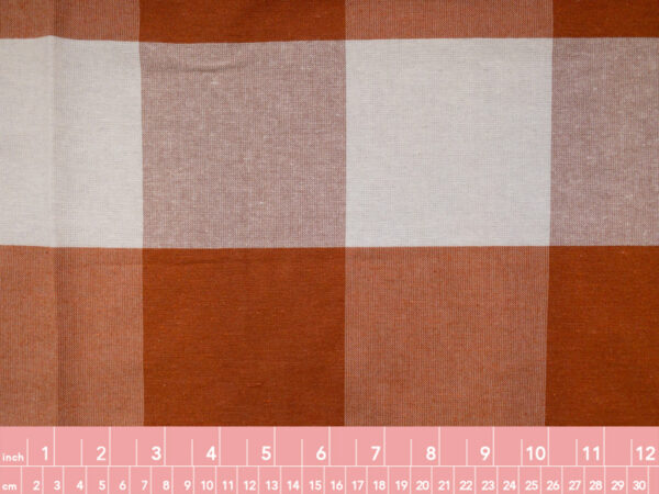 British Designer Deadstock - Yarn Dyed Cotton - Large Gingham - Rust/Cream