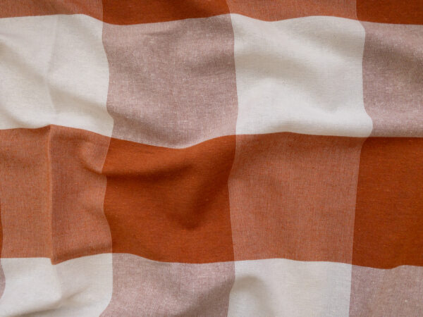 British Designer Deadstock - Yarn Dyed Cotton - Large Gingham - Rust/Cream