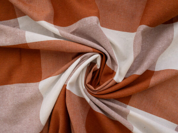 British Designer Deadstock - Yarn Dyed Cotton - Large Gingham - Rust/Cream