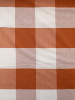 British Designer Deadstock - Yarn Dyed Linen/Cotton - Large Gingham - Rust/Cream