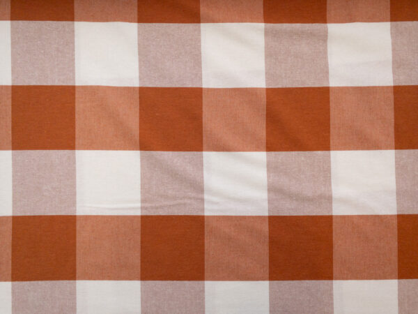 British Designer Deadstock - Yarn Dyed Cotton - Large Gingham - Rust/Cream