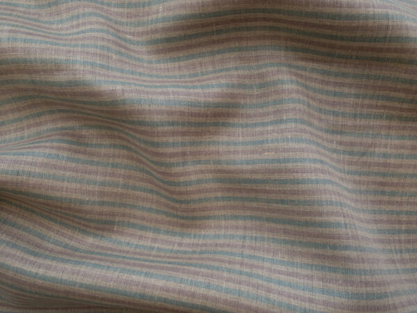 British Designer Deadstock - Yarn Dyed Linen - Stripe - Sage/Lavender