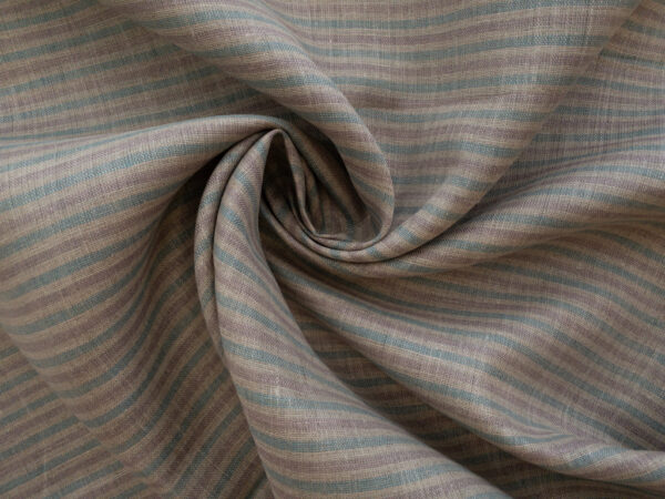 British Designer Deadstock - Yarn Dyed Linen - Stripe - Sage/Lavender