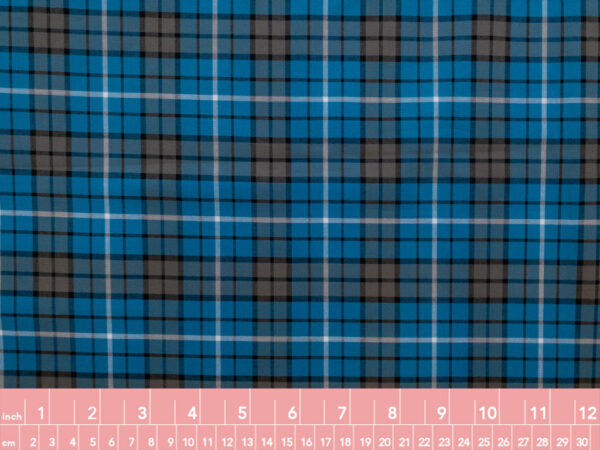 British Designer Deadstock - Yarn Dyed Cotton Shirting - Plaid - Turquoise/Grey