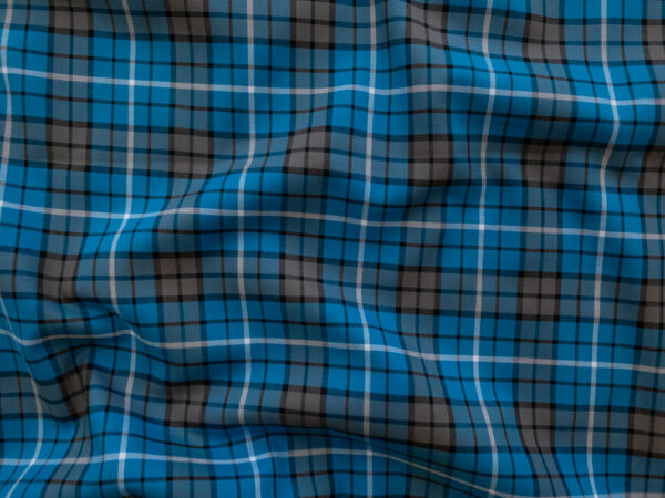 British Designer Deadstock - Yarn Dyed Cotton Shirting - Plaid - Turquoise/Grey