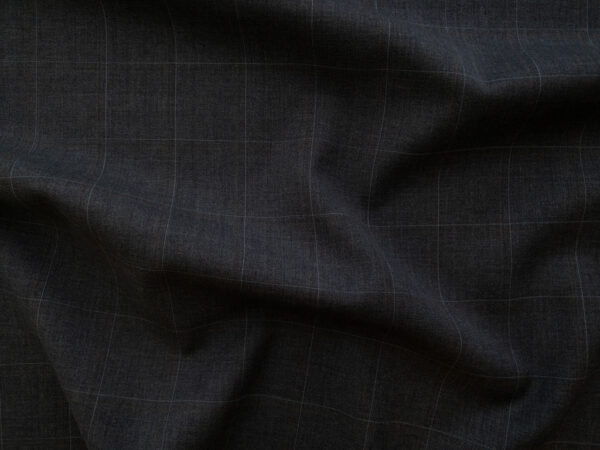 British Designer Deadstock - Wool - Charcoal Windowpane