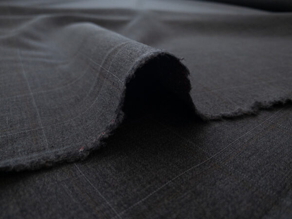 British Designer Deadstock - Wool - Charcoal Windowpane