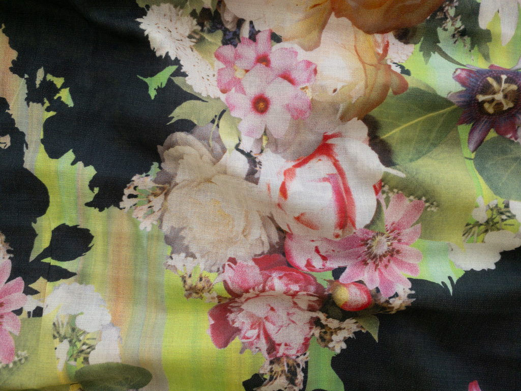 European Designer Deadstock - Cotton/Silk Voile - Bouquet Shadow ...