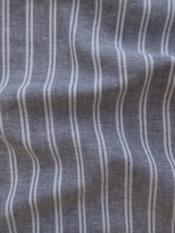 British Designer Deadstock - Yarn Dyed Linen/Viscose - Grey/White Stripe