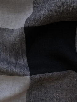 British Designer Deadstock - Yarn Dyed Linen - Oversized Check - Grey/Black