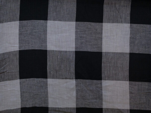 British Designer Deadstock - Yarn Dyed Linen - Oversized Check - Grey/Black