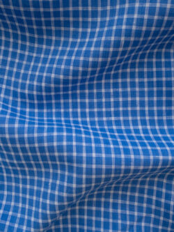 British Designer Deadstock - Yarn Dyed Linen - Mini Check - Sky Blue/White