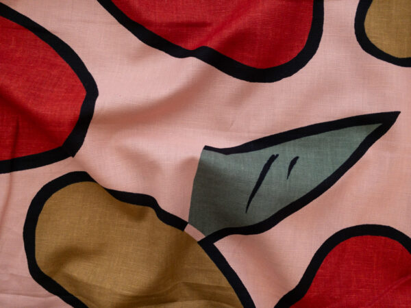 British Designer Deadstock - Printed Linen/Cotton - Mangos - Pink/Red