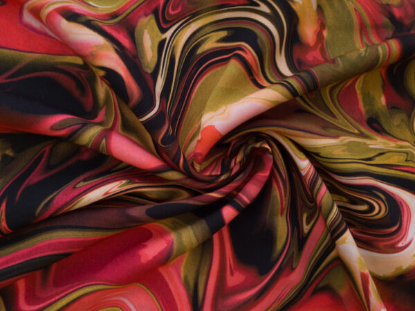 Lady McElroy - Viscose Challis - Marble Swirl - Pink/Green