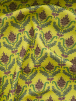 European Designer Deadstock - Cotton Sheeting - Floral Filigree - Yellow