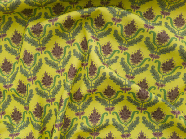 European Designer Deadstock - Cotton Sheeting - Floral Filigree - Yellow