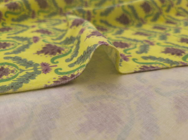 European Designer Deadstock - Cotton Sheeting - Floral Filigree - Yellow