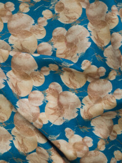 European Designer Deadstock - Cotton Sheeting - Bubbles and Leaves - Blue