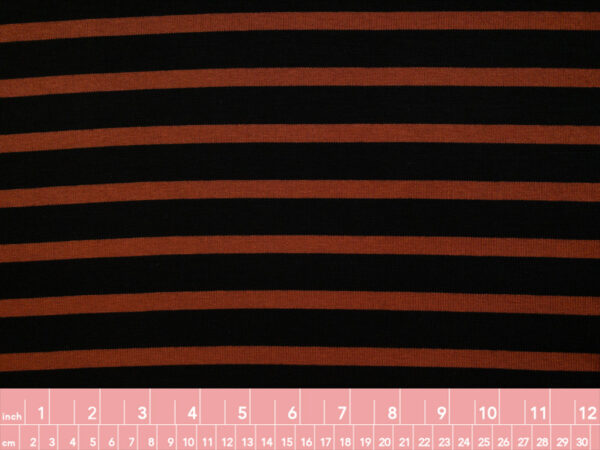 British Designer Deadstock – Viscose/Spandex Knit – Burnt Orange Stripe