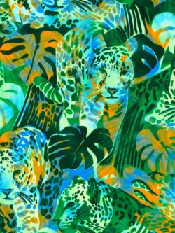 Quilting Cotton - Midnight in the Jungle - Cheetah - Fern