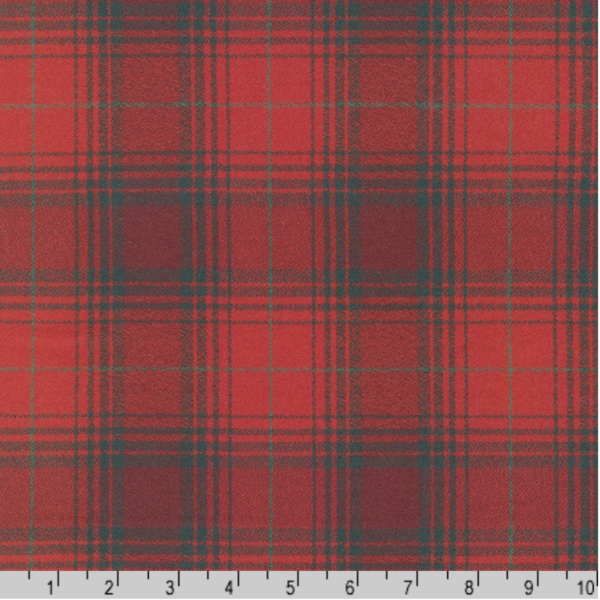 Mammoth Plaid - Cotton Flannel -  Red/Sage