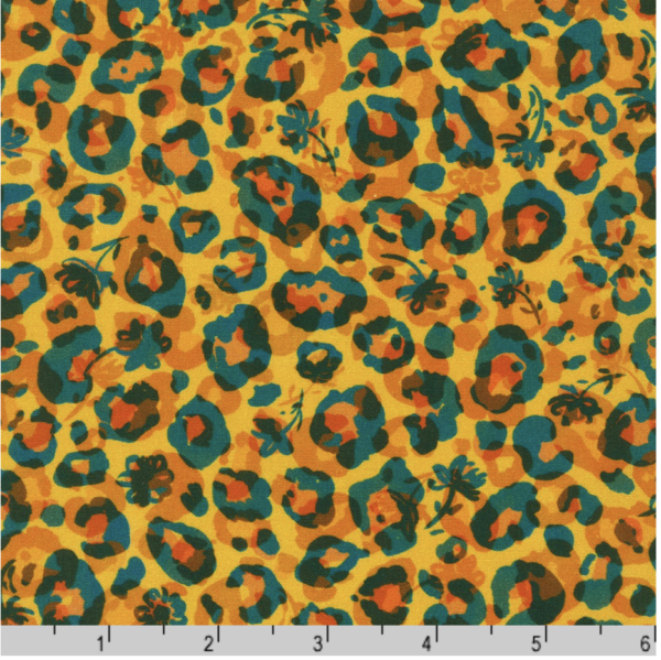 Quilting Cotton - Midnight in the Jungle - Leopard - Amber