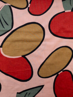 British Designer Deadstock - Printed Linen/Cotton - Mangos - Pink/Red