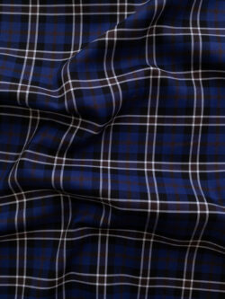 British Designer Deadstock - Yarn Dyed Cotton Shirting - Blue/Brown Plaid