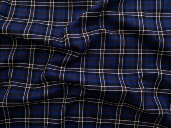 British Designer Deadstock - Yarn Dyed Cotton Shirting - Blue/Brown Plaid