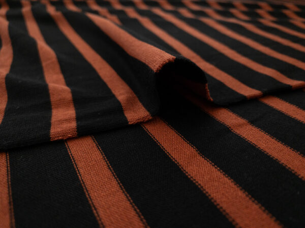 British Designer Deadstock – Viscose/Spandex Knit – Burnt Orange Stripe