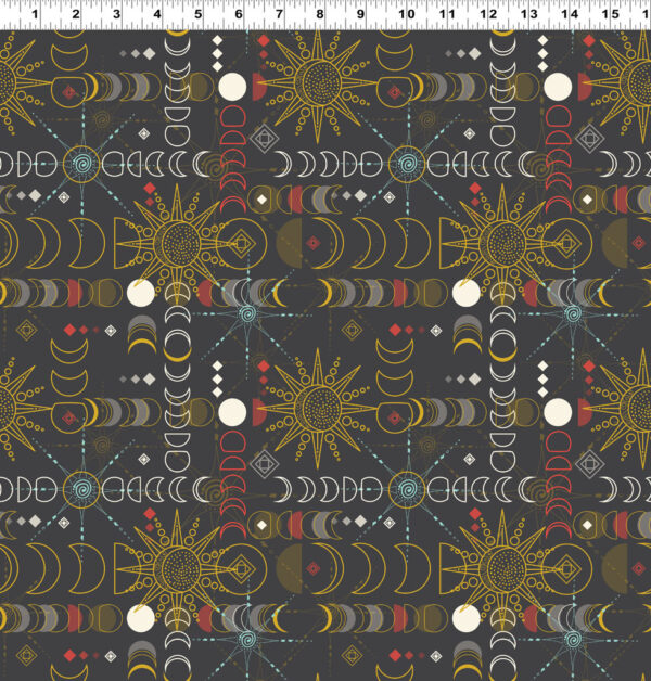 Quilting Cotton - Mystical Sunshine - Equinox - Dark Grey