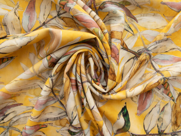 Rayon Poplin Print – Watercolor Botanicals - Yellow