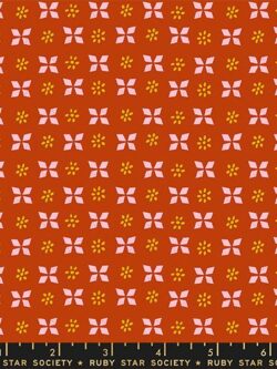 Quilting Cotton – Ruby Star Society – Sugar Maple - Retro Block Print - Cayenne