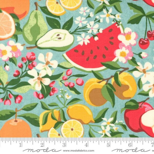 Quilting Cotton – Fruit Loop - Fruit Flowers - Jenipapo