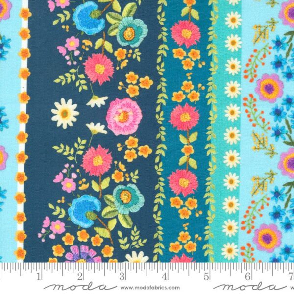 Quilting Cotton – Vintage Soul - Embroidered Bands - Horizon