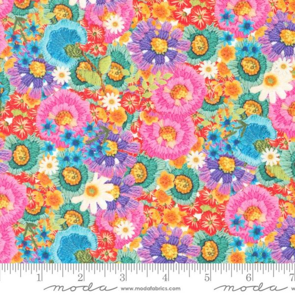 Quilting Cotton – Vintage Soul - Embroidered Garden - Rainbow